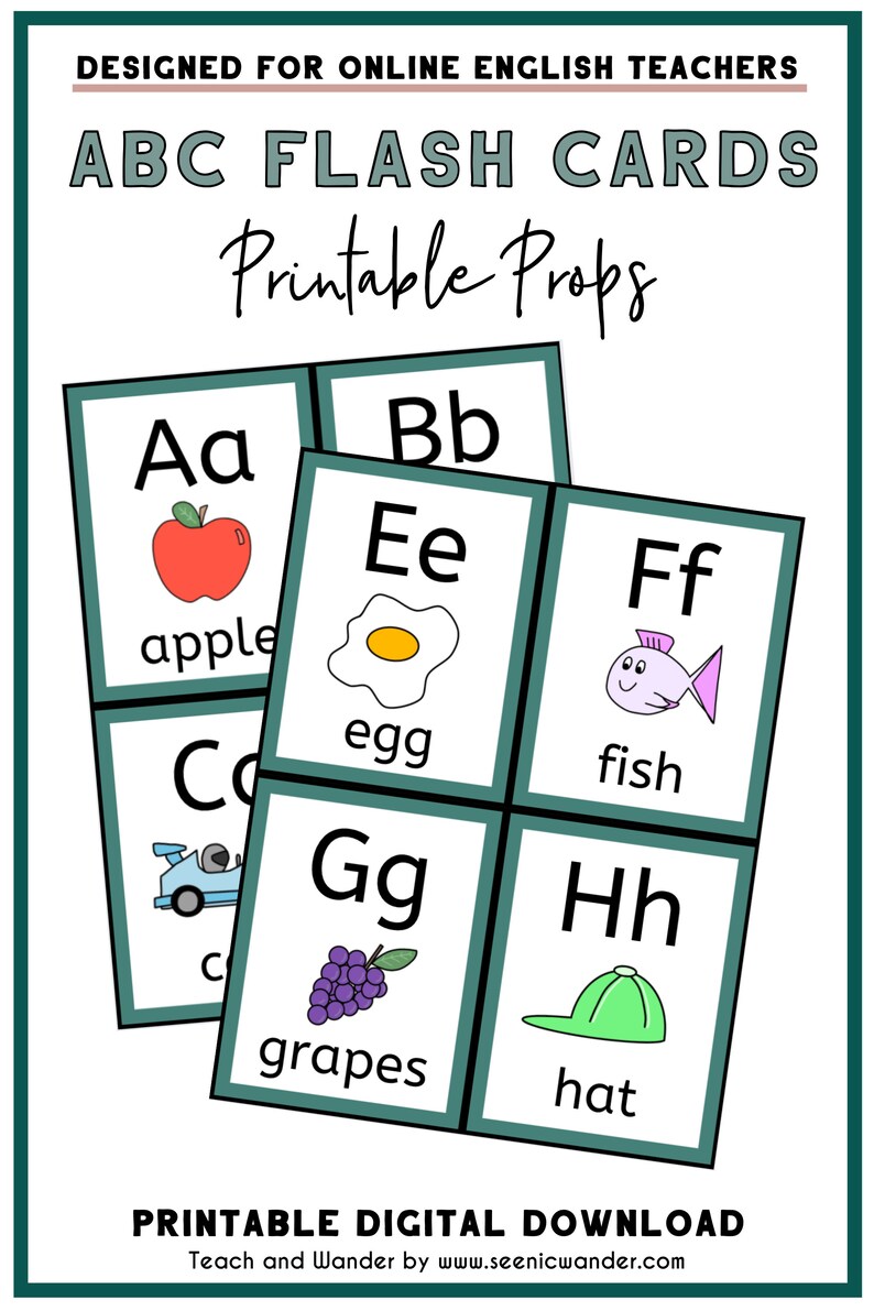 ESL Flash Cards for Teaching Online Printable Digital Download
