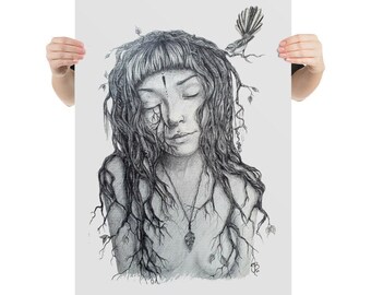 Fine Art Print “Roots” | Hippie Poster | Hippie Girl Poster |  Trippy Poster | Wallart | Nature Poster
