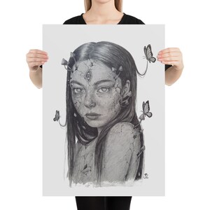 Fine Art Print “Under The Surface” | Hippie Poster | Trippy Poster | Trippy Mushroom Drawing | Psychedelic Art