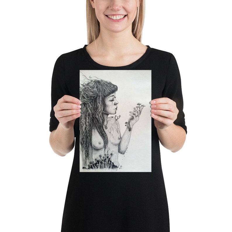 Trippy Poster Hippie Girl Poster Mushroom Poster Hippie Poster Art Collectibles Prints Beyourbussiness Com
