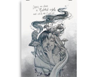 Fine Art Print "Wonderland", Trippy Poster, Tapestry, Psychedelic Poster, trippy art, trippy drawing