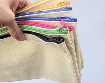 Canvas Zipper Pouches Bulk Makeup Bag Craft Storage Pouch Set
