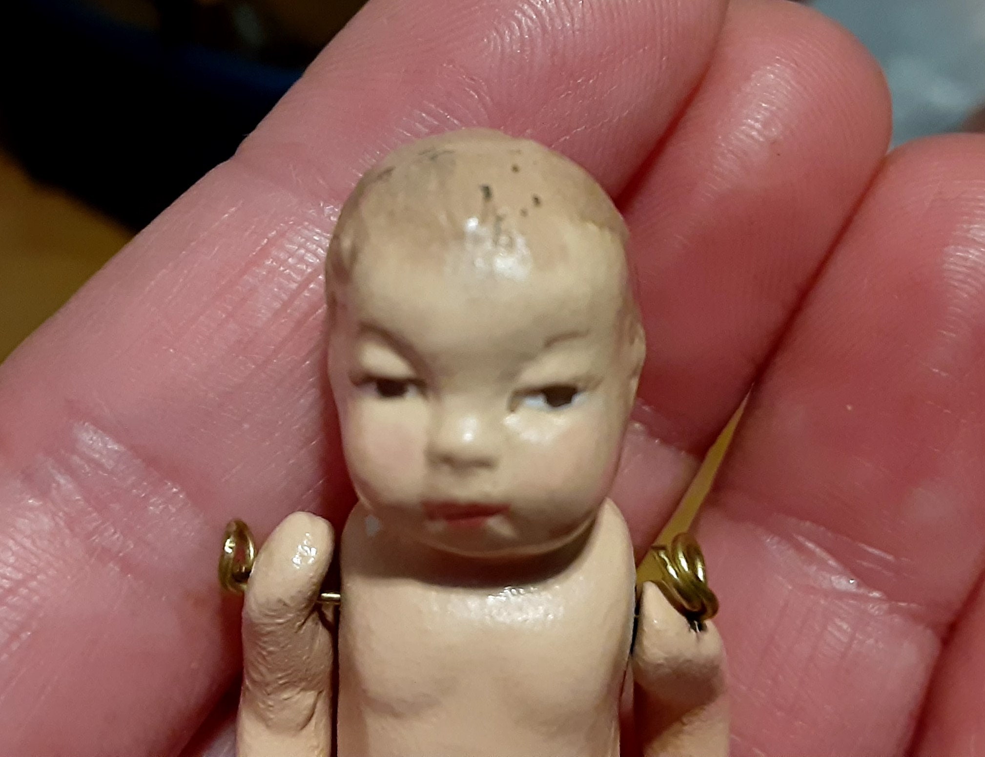 Jointed Baby Doll with Bent Limbs ? Vintage Miniature Bisque