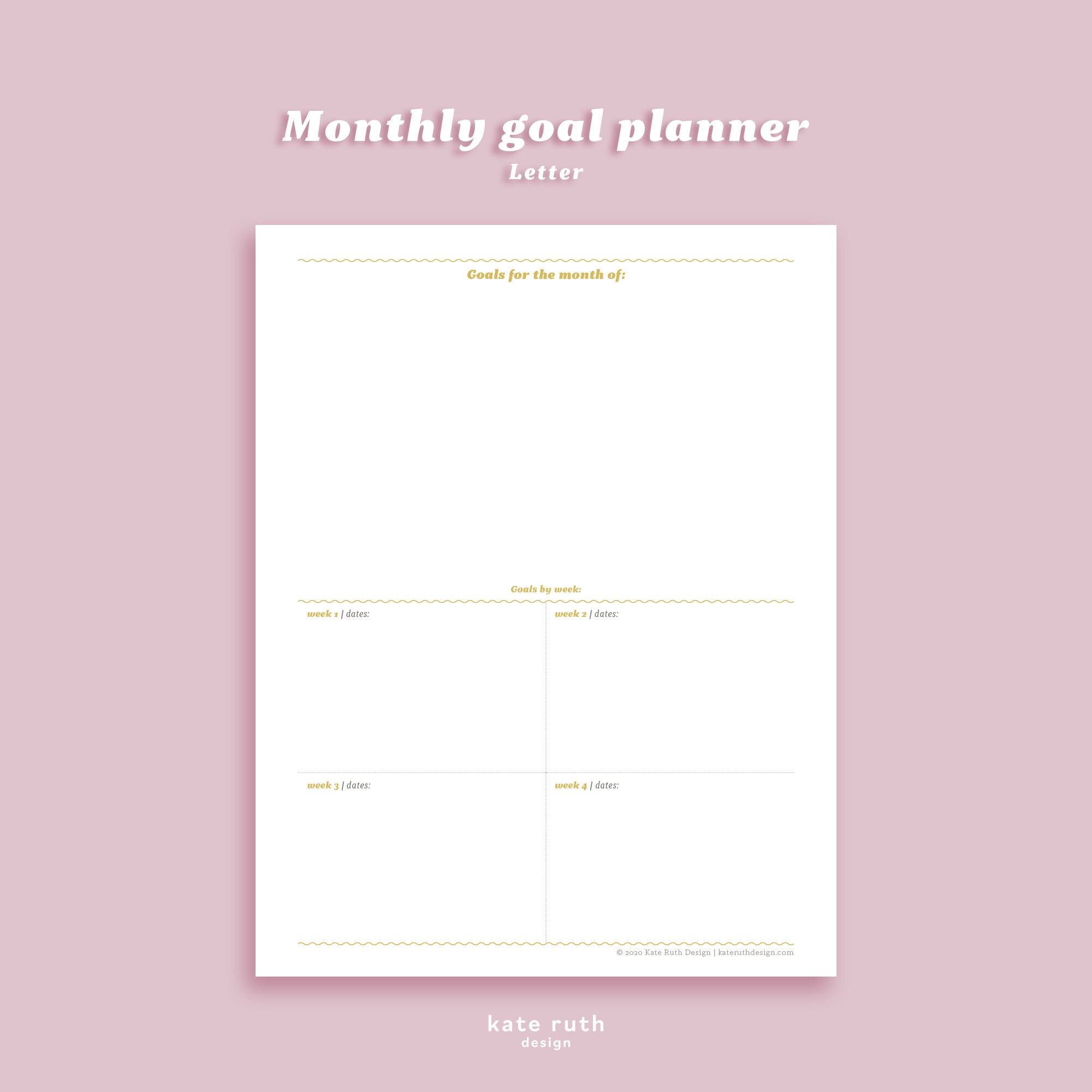 Monthly Goal Planner Printable - Etsy
