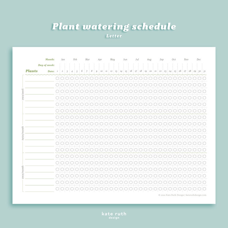 Plant Watering Schedule Printable - Etsy