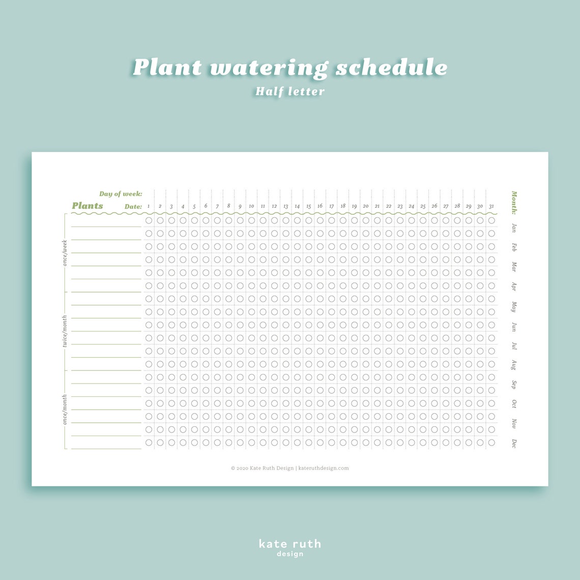 Plant Watering Schedule Printable - Etsy