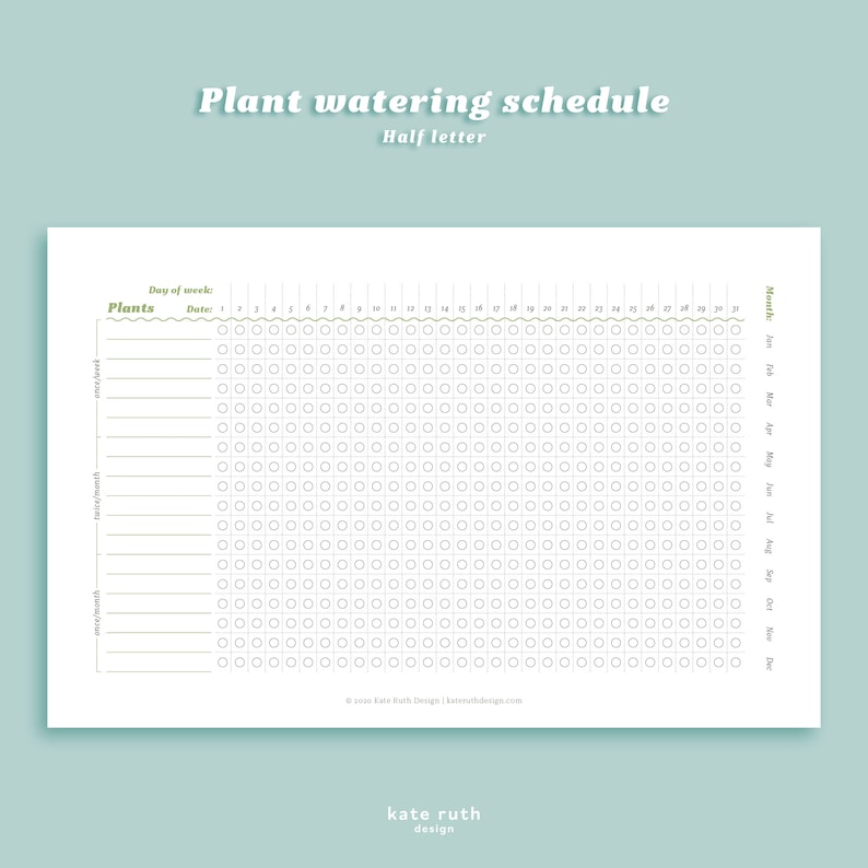 Plant Watering Schedule Printable - Etsy