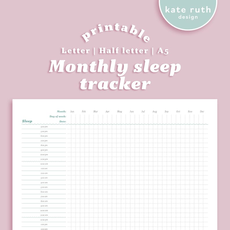 Monthly Sleep Tracker Printable image 1