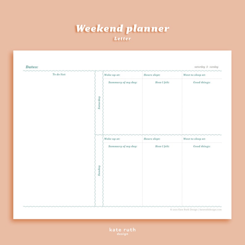 Weekend Planner Printable - Etsy
