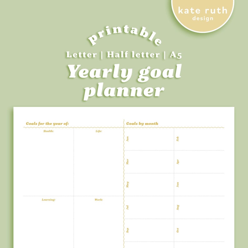 Yearly Goal Planner Printable - Etsy