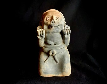Mexican Mexica Aztec Prehispanic Mictecacihuatl Clay Pottery Goddess Figure, Handmade Diosa Artisan Altar Gift Decoration Art from México