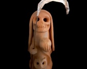 Handmade Santa Muerte Figure, Clay Ceramic Natural Red Clay Holy Death Statue w Scythe, Oaxacan Folk Art Handmade Day of the Dead Altar