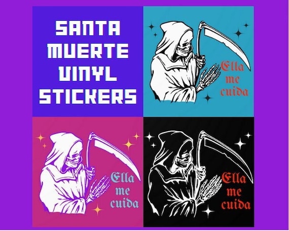 Adesivo Olografico Teschio Santa Muerte – 10 Cm – Sticker In Vinile Per Auto, Moto, Pareti, PC, Bagagli