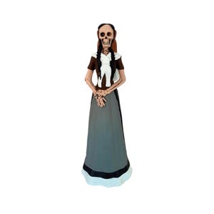 Santa Muerte Figure, Vintage Resin Elegant Tall Catrina Adelita Statue, Skeleton Lady Altar Statue, Beautiful Figurine, Mexican Art