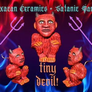 Diablo Devil Figure Statue Clay Ceramic Decoration Altar Decor Oaxacan Mexican Folk Art Handmade Satan Satanas Lucifer Demon Satanic Panic