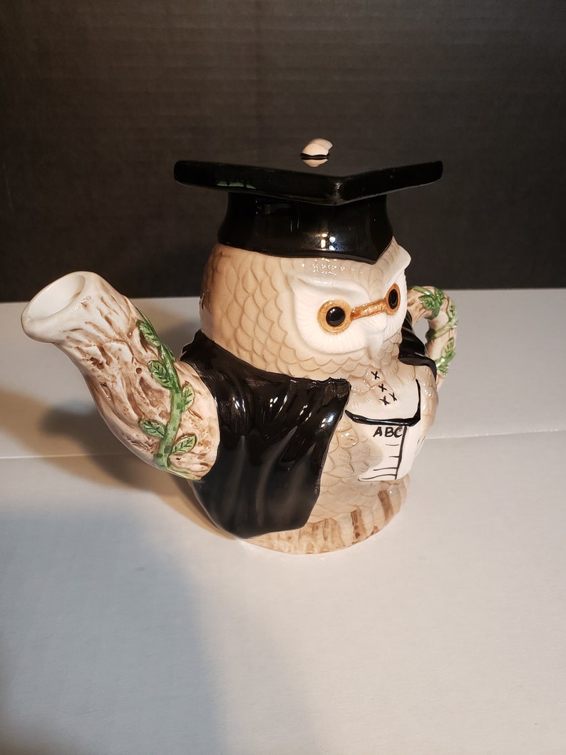 Vintage Andrea By Sadek Owl Teapot Wearing Graduation Cap