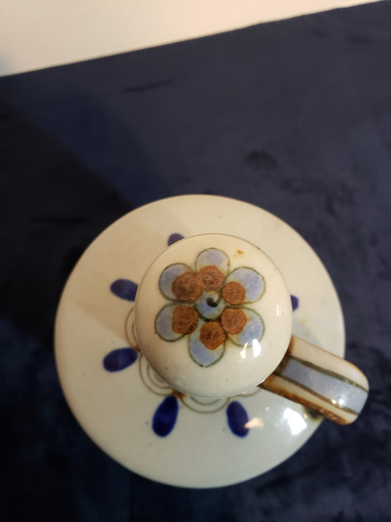 Vintage Tonala Ken Edwards El Palomar Stoneware JugBottle with CorkCeramic Stopper-Blue Butterfly /& Bird Motif