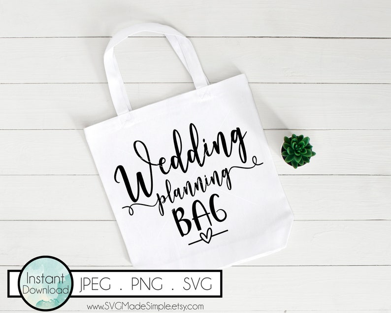 Wedding Planning Bag SVG for Commercial Use and Instant Download, Wedding SVG cut file for Cricut and Silhouette, Wedding Gift, Bride Gift image 1