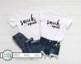 Snack Squad SVG für kommerzielle Nutzung und Instant Download, Baby SVG geschnitten Dateien für Cricut und Silhouette, Baby Zitate für Body, Baby-Geschenk