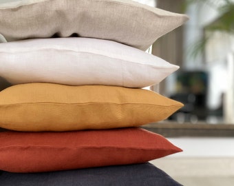 Natural Linen Pillowcases, Washed Linen Pillow Cover, Multi Colour Linen Pillowcases, 14x14 , 20x20, 22x22, 26x26, 24x24