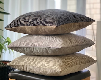 Neutral Chenille Cushion Cover | Textured Throw Pillow | Beige Taupe Woven Cushion | 45x45cm | Custom Size Available