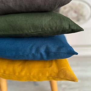 Rustic Washed Linen Pillowcases, Earth Tone Washed Linen Pillow Cover, Multi-Color Linen Pillowcases 26x26, 24x24, 22x22, 28x28