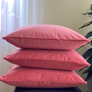 Korallen Samtkissenbezug, Korallenrosa Dekokissenbezug, Tropischer weicher Samtkissenbezug, 14x14, 22x22, 24x24, 26x26