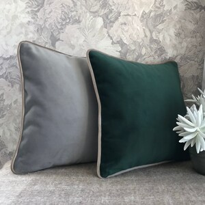 Copricuscino in velluto verde foresta, copricuscino in velluto crema avorio, copricuscino grigio cromo 14x14, 20x20, 22x22, 24x24, 26x26