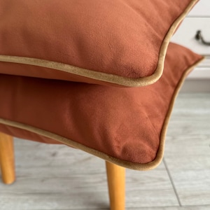 Federa per cuscino in velluto color ruggine con bordino colorato, federa per cuscino color ruggine, cuscino per divano color ruggine, 14x14, 16x16, 22x22, 24x24, 26x26