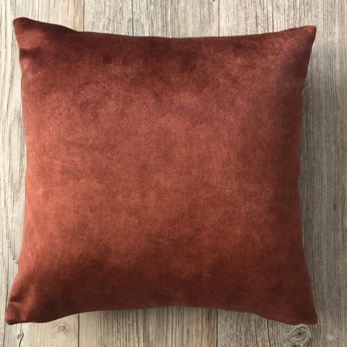 Brown Rust Throw Pillow Cover Thick Brown Rust Velvet Pillow Etsy