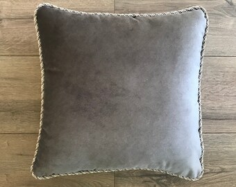 Grauer Samtkissenbezug, graues Dekokissen, grauer Samtsofakissenbezug, 14x14, 20x20, 22x22, 24x24, 26x26