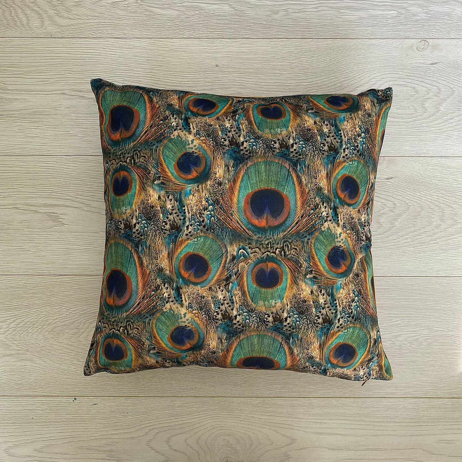 Peacock Feather Velvet Cushion Cover Green Peacock Feathers Etsy