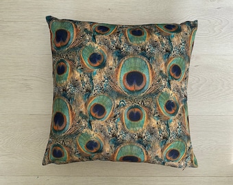 Pauwenveer fluwelen kussenhoes, Groene pauwenveren kussen, Peacock kussen, Peacock kussen, 14 x14, 20x20, 22x22, 24x24, 26x26