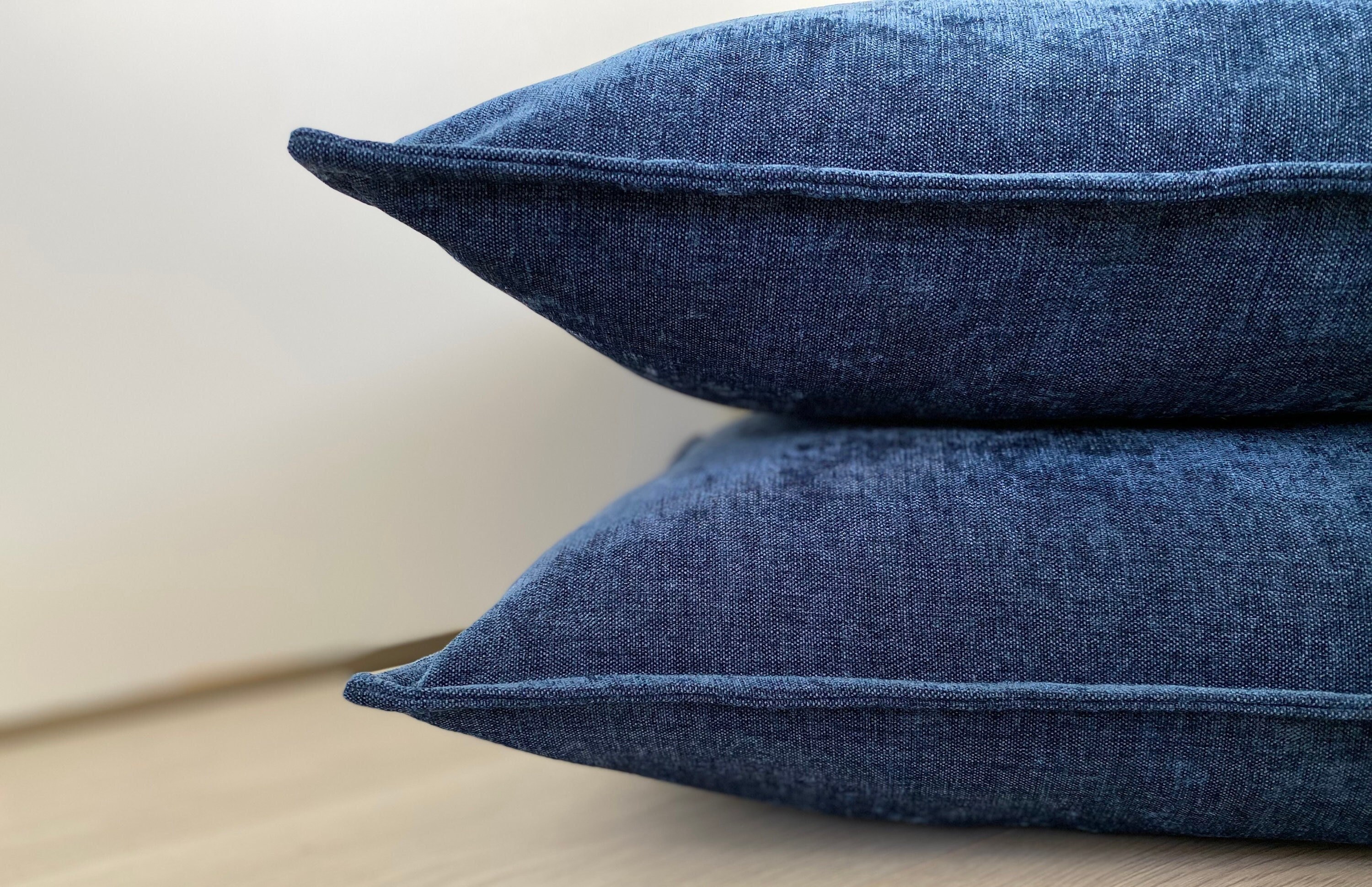 Denim Blue Chenille Pillow Cover, Solid Blue Pillow Cover, Dark Blue Throw Pillow Cover, Navy Blue Cushion, 20x20, 22x22, 24x24, 26x26