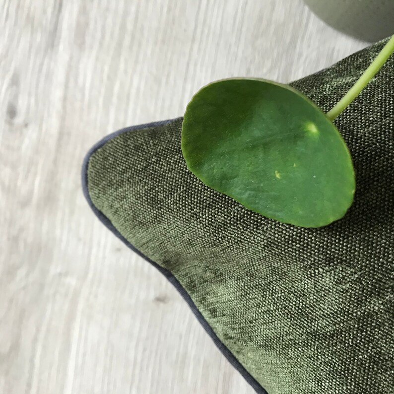 Green Moss Pillow Cover Green Chenille Pillow Dark Khaki Etsy