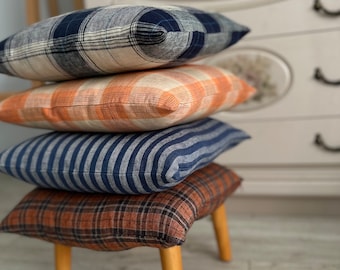 Washed Linen Pillow Cover: Softened Striped & Floral Cushion Case
