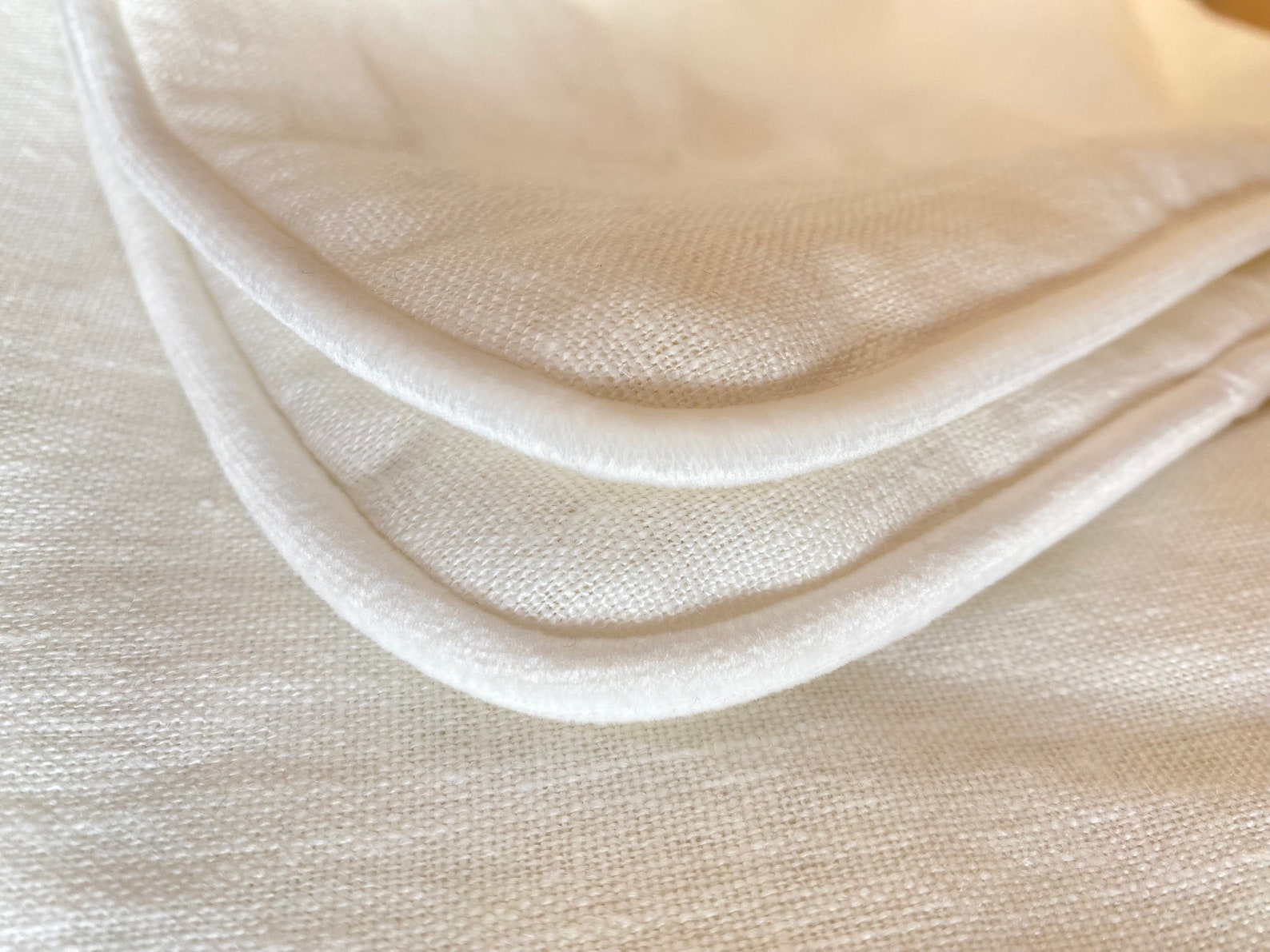 Linen Pillow Cover With Velvet Piping Milk White Farmhouse - Etsy