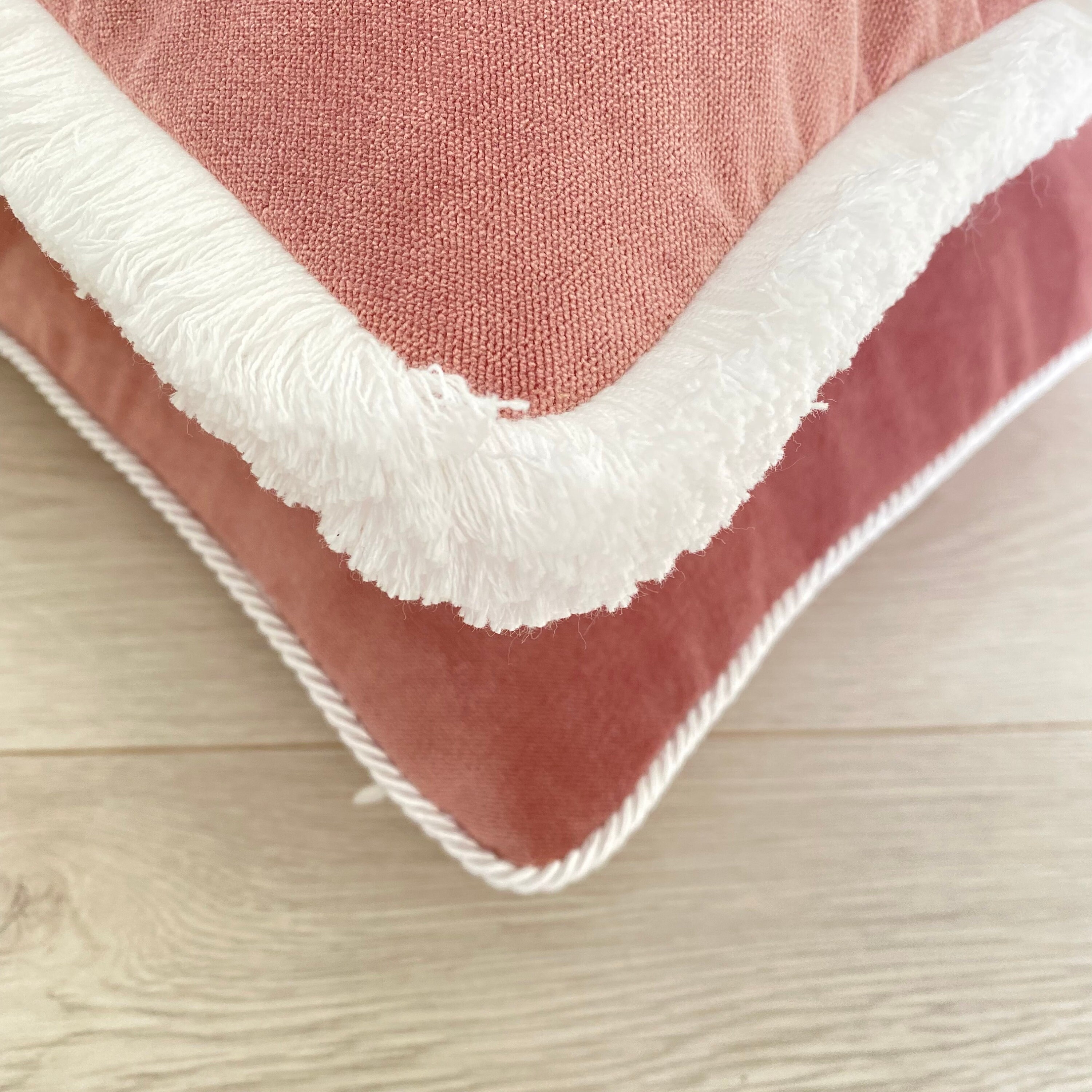 Dusty Rose Velvet Pillow Cover With Fringe Trim Boho Pillow Etsy