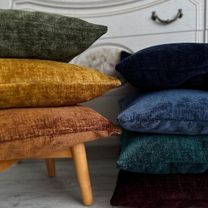Various Colour Chenille Pillow Cover, Chenille Pillow Various Sizes, Mustard Chenille Cushion, Moss Green Pillow, 20x20 22x22 , 24x24, 26x26