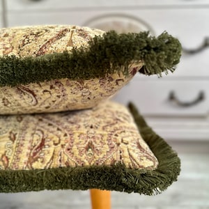 Light Caramel Patterned Fringed Pillow Cover, Boho Decorative Pillow, Various Colours Cotton Fringe, 20x20, 24x24,26x26