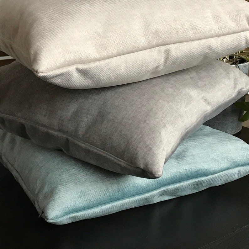 Very Soft Cushion Cover Light Grey Textured Velvet Pillow Etsy