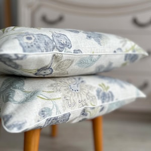 Blue Flower Pillow Cover, Blue Cotton Pillow Cover, Cottage Pillow Cover, 14x14, 20x20, 22x22