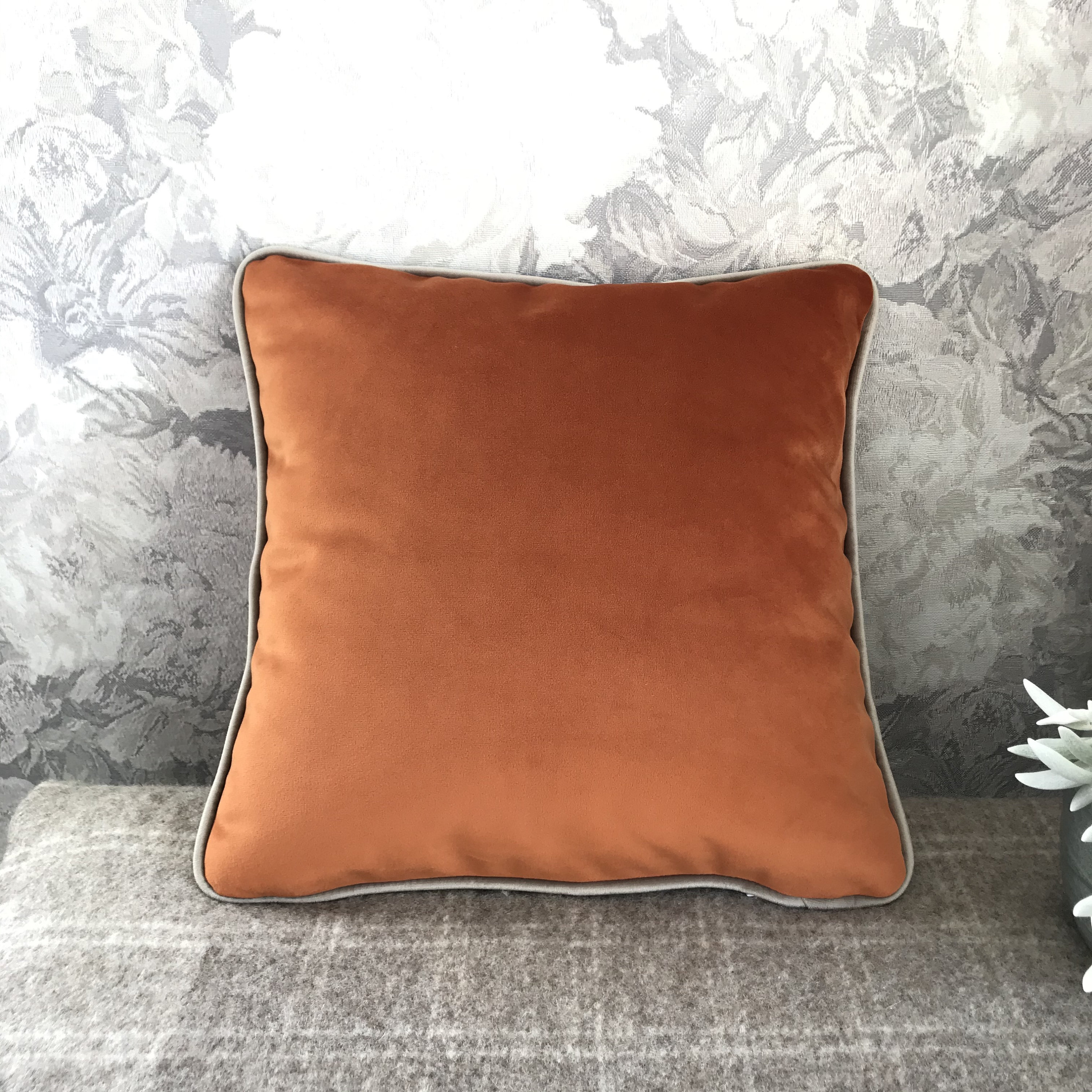 Orange Velvet Throw Pillow Cover Grey Velvet Pillow Pumpkin Etsy