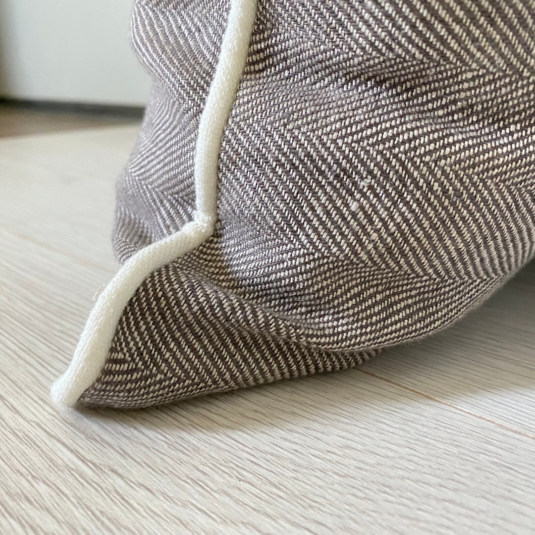 Linen Pillowcase Brown Geometric Pattern Linen Pillow Cover Etsy
