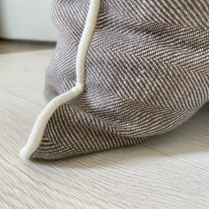 Linen pillowcase, Brown geometric pattern linen pillow cover, Textured linen pillow, Brown rustic linen pillow, 22x22, 24x24, 26x26