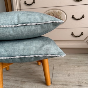 Thick Turquoise Textured Velvet Pillow Cover, Smoky Blue Velvet Pillow Cover, Light Grey Velvet Pillow, 14x14, 20x20, 22x22, 24x24, 26x26