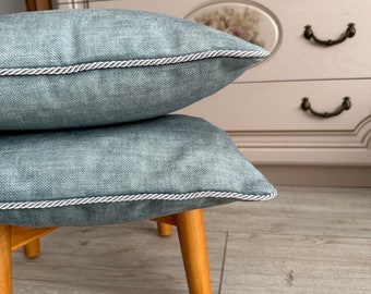 Thick Turquoise Textured Velvet Pillow Cover, Smoky Blue Velvet Pillow Cover, Light Grey Velvet Pillow, 14x14, 20x20, 22x22, 24x24, 26x26