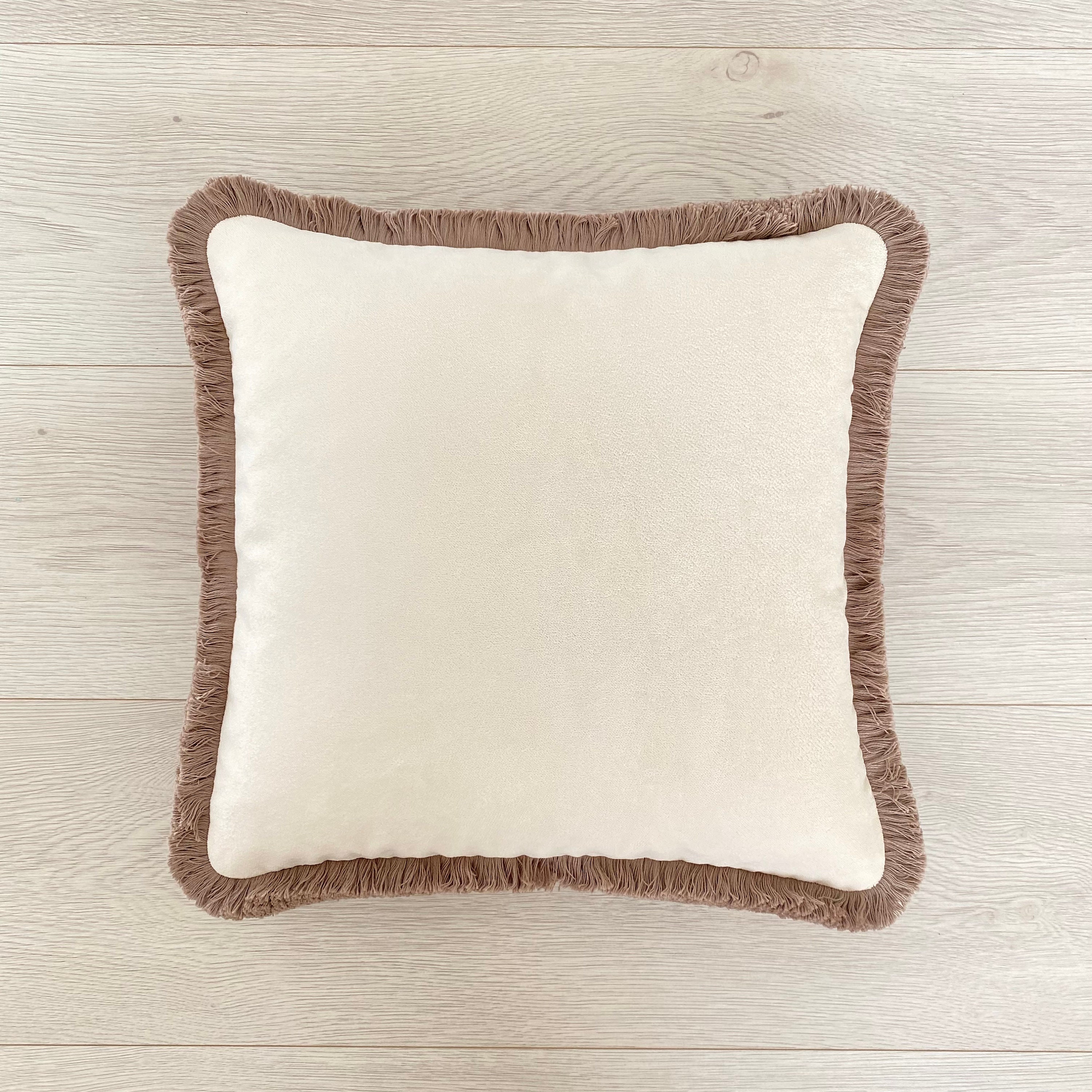 Cream Velvet Pillow Cover With Brown Fringe Boho Decorative Pillow Etsy cream-velvet-pillow-cover-with-brown-fringe-boho-decorative-pillow-etsy
