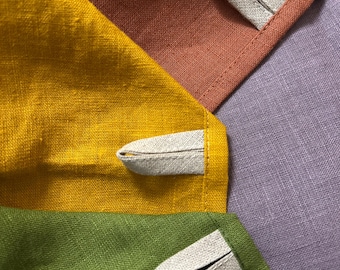 Washed Linen Tea Towel: Rustic Hand Towel, Soft Multi-Color
