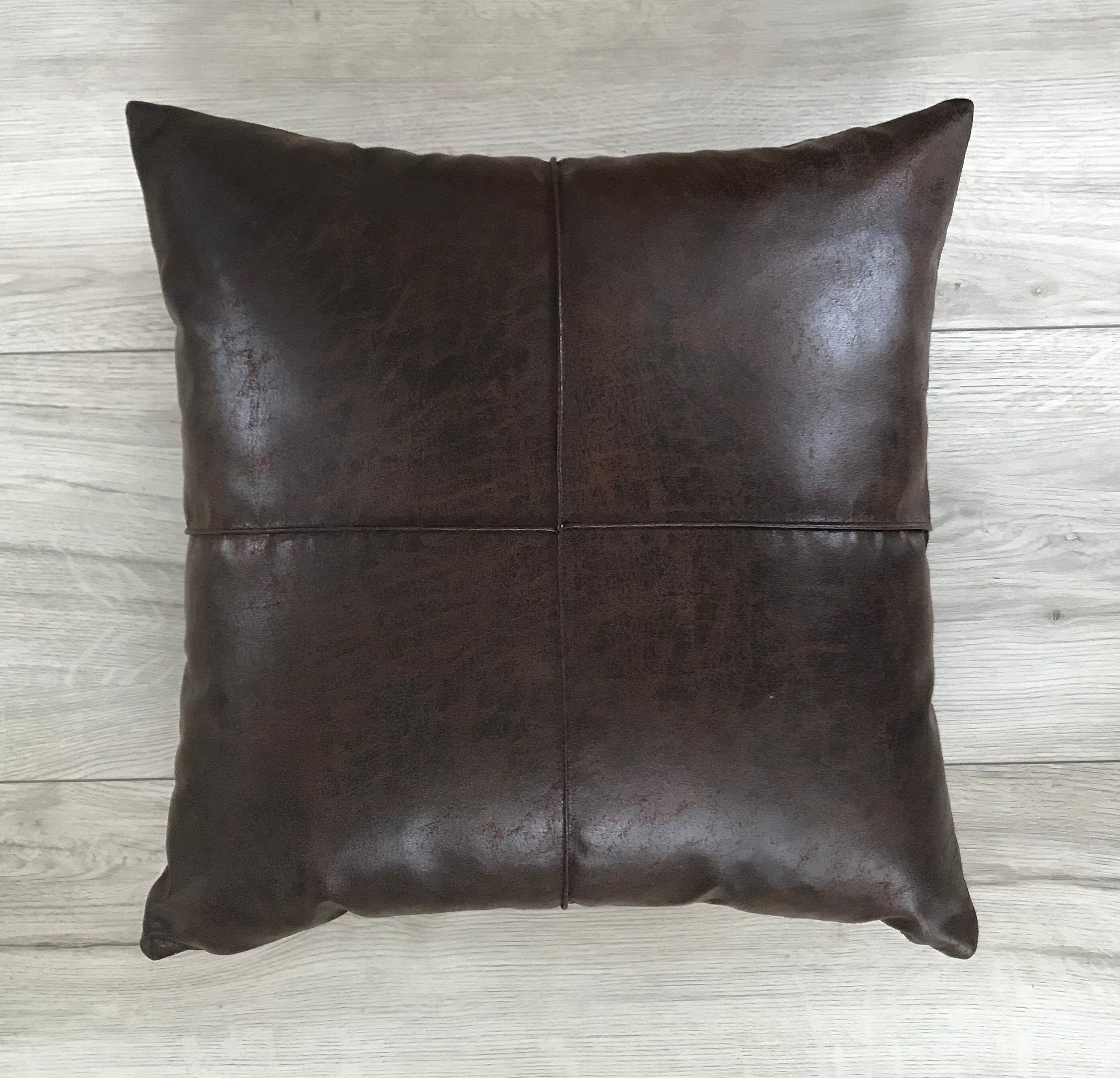 Leather pillow cover 24x24 sale